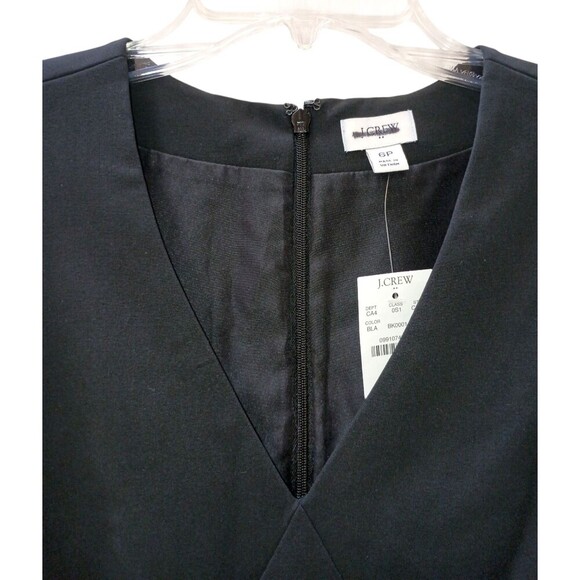 J Crew Dress 6 Petite Black Sleeveless V Neck Shift Mini Dress Lined CC319 NWT - Picture 3 of 9